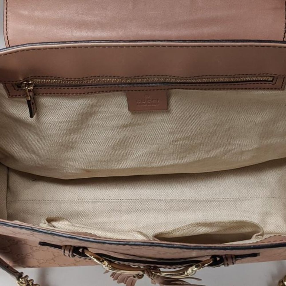 SOLD Gucci Emily Chain Large Pink Beige Calfskin Shoulder Bag - Picture 3 of 11